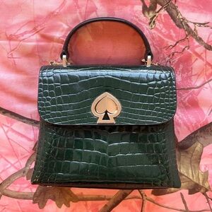 kate spade women's green romy croc-embossed leather tote bag